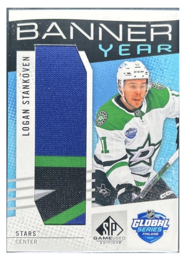 2025-26 SP Game Used 2024 Global Series Stars vs. Panthers Banner Year Relics Logan Stankoven #BTGSF-LS card
