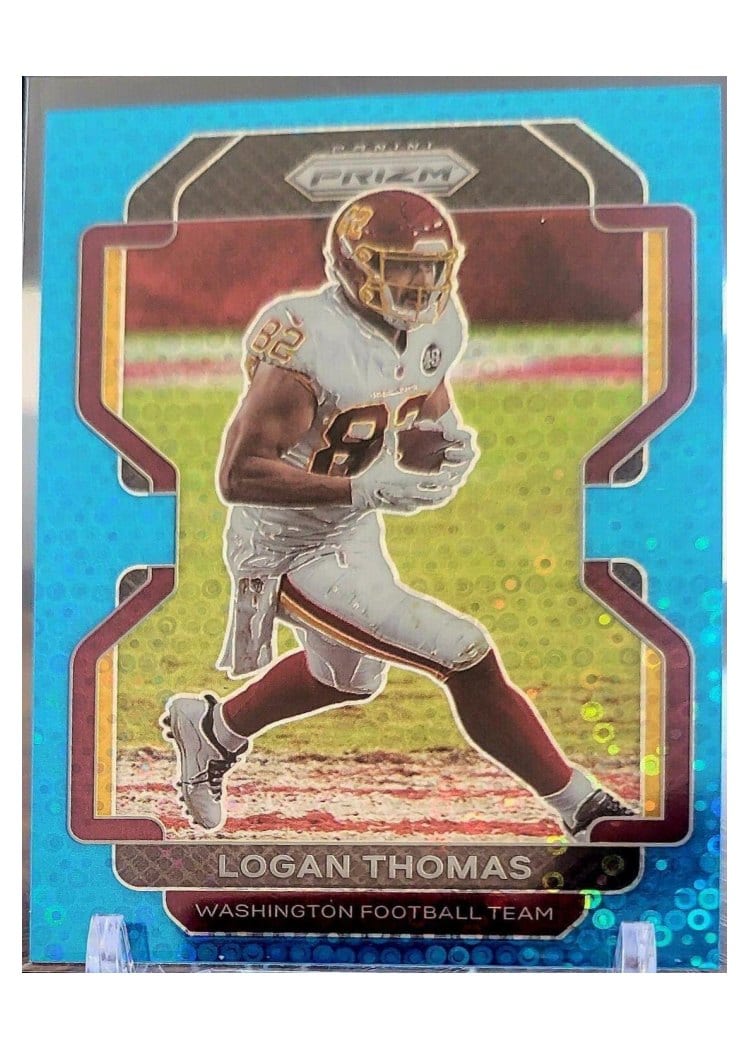 2021 Panini Prizm Base Set Logan Thomas Blue Shimmer #210 card