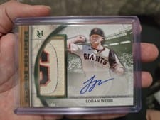 2025 Topps Museum Collection Momentous Material Jumbo Patch Autographs Logan Webb #MMJPA-LWE card