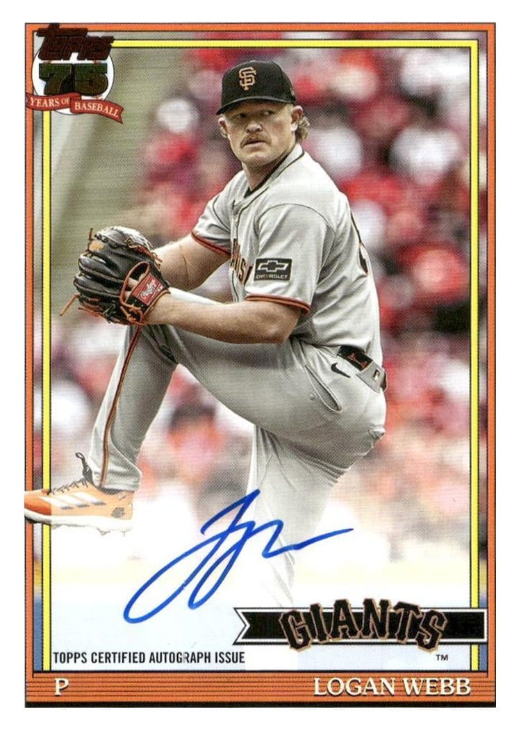 2026 Topps 1991 Topps Autographs Logan Webb #91A-WEB card