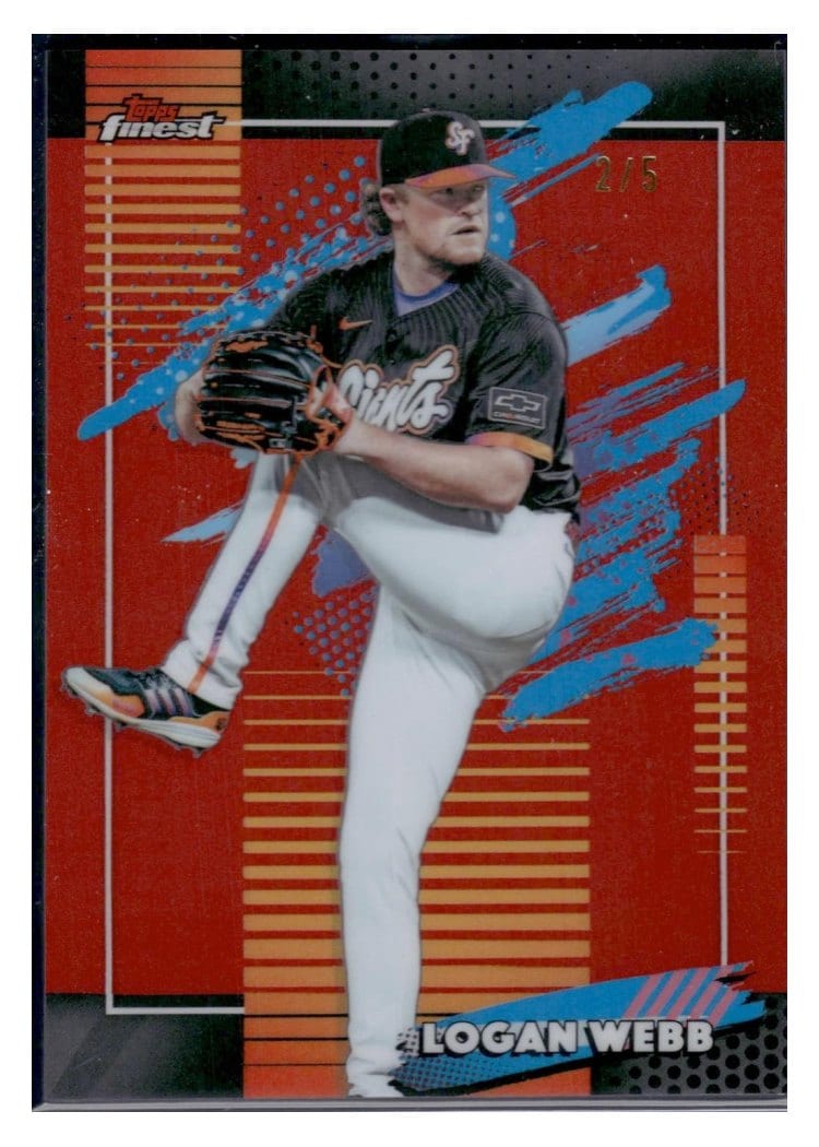 2026 Topps Finest Logan Webb Red Refractor #172 card