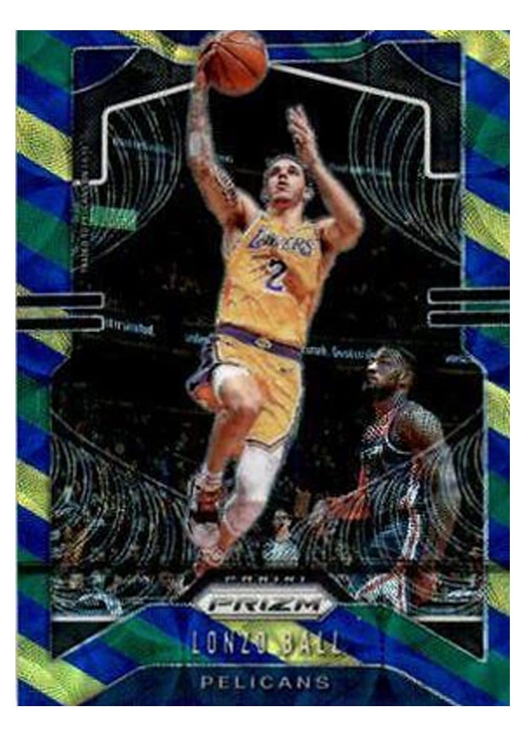 2019 Panini Prizm Lonzo Ball Blue, Yellow, and Green Choice Prizm #239 card