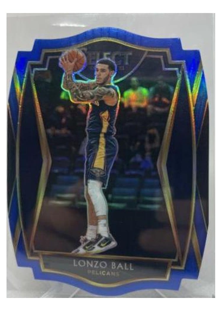 2020-21 Panini Select Base Set Lonzo Ball Blue Prizm Die Cut #137 card