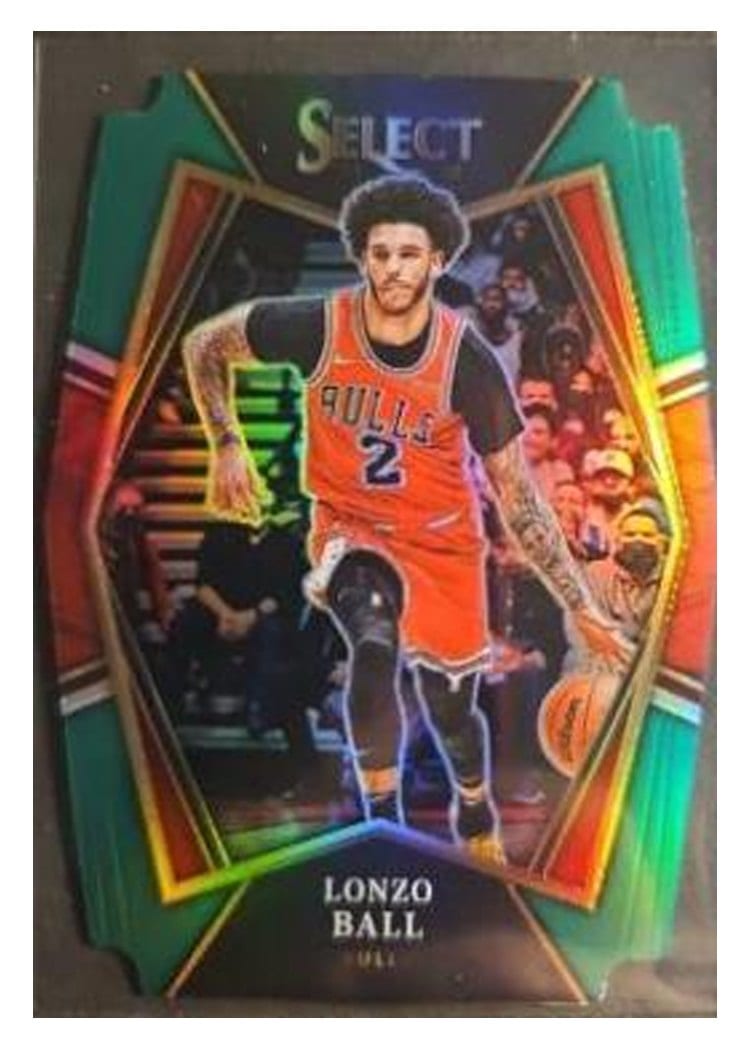 2021-22 Panini Select Base Set Lonzo Ball Green Prizm Die Cut #107 card