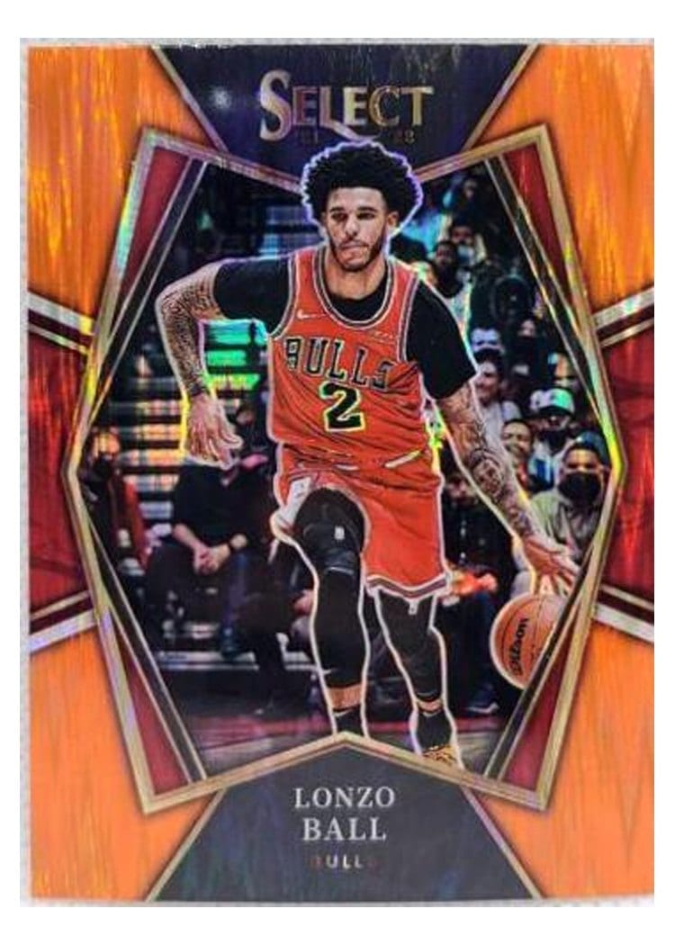 2021-22 Panini Select Base Set Lonzo Ball Orange Flash Prizm #107 card