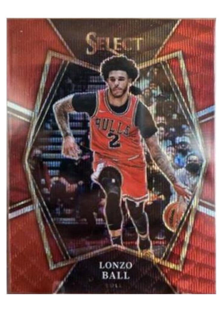 2021-22 Panini Select Base Set Lonzo Ball Red Wave Prizm #107 card