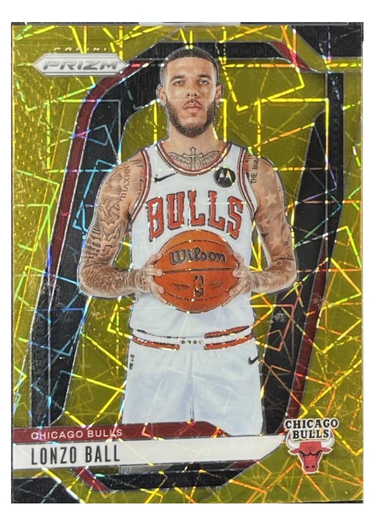 2024-25 Panini Prizm Base Set Lonzo Ball Lazer Gold #75 card