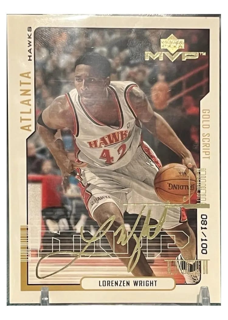 2000 Upper Deck MVP Lorenzen Wright Gold Script #7 card