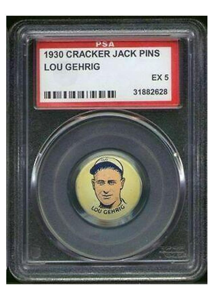 1930 Cracker Jack Pins Lou Gehrig card
