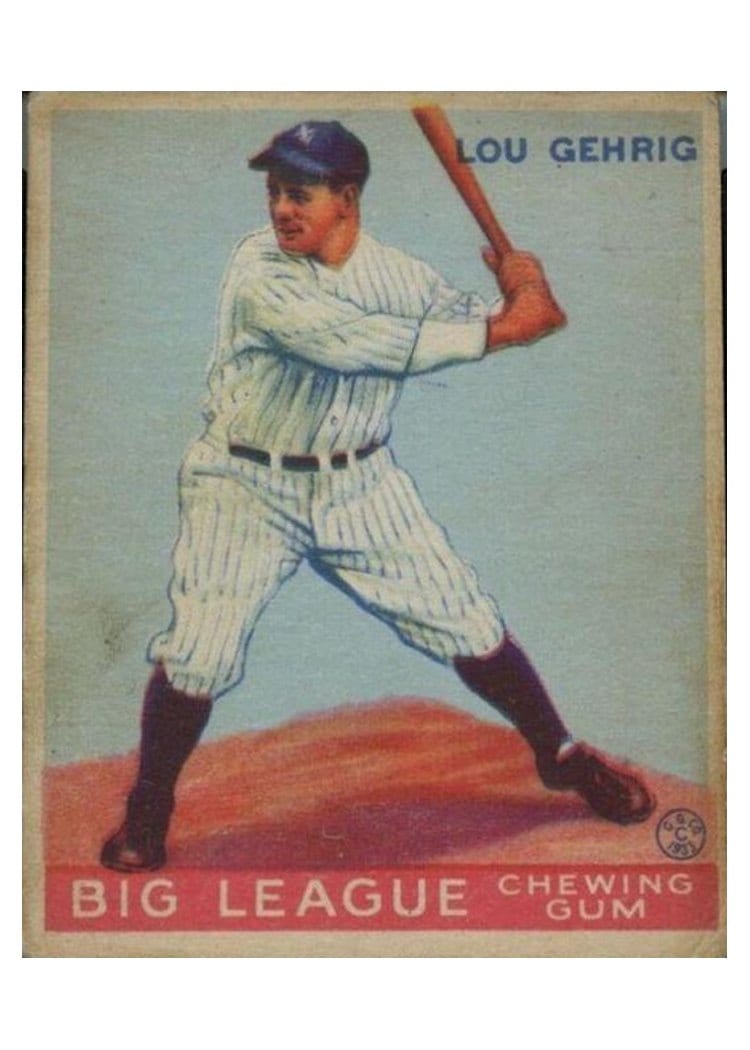 1933 Goudey Lou Gehrig #92 card