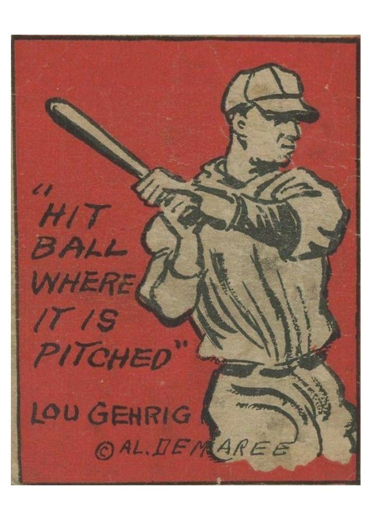 1935 Schutter Johnson Lou Gehrig #20 card