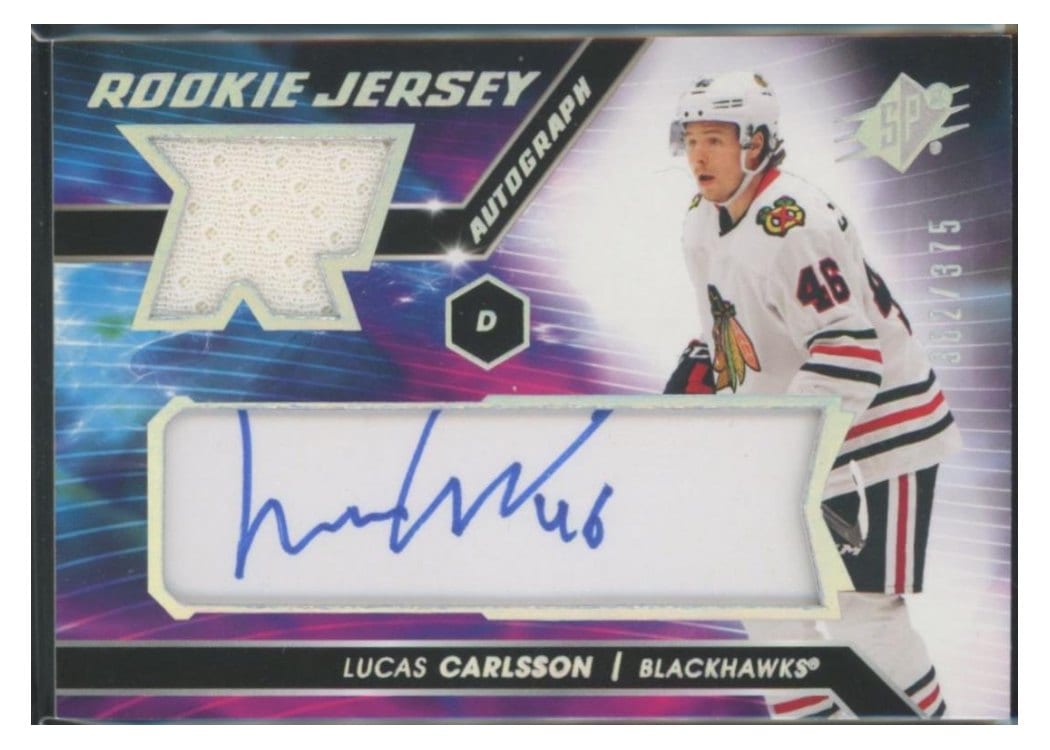 2020-21 SPx Rookie Autograph Jersey Lucas Carlsson #LC card