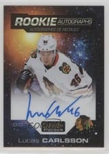 2021-22 O-Pee-Chee Platinum 2020-21 Update Rookie Auto Lucas Carlsson #R-LC card