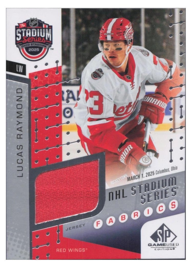 2025-26 SP Game Used 2025 Stadium Series Blue Jackets vs. Red Wings Fabrics Lucas Raymond #SSF-10 card