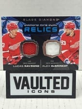 2025-26 Upper Deck Black Diamond Diamond Mine Dual Relics Lucas Raymond/Alex DeBrincat #DMDR-RD card