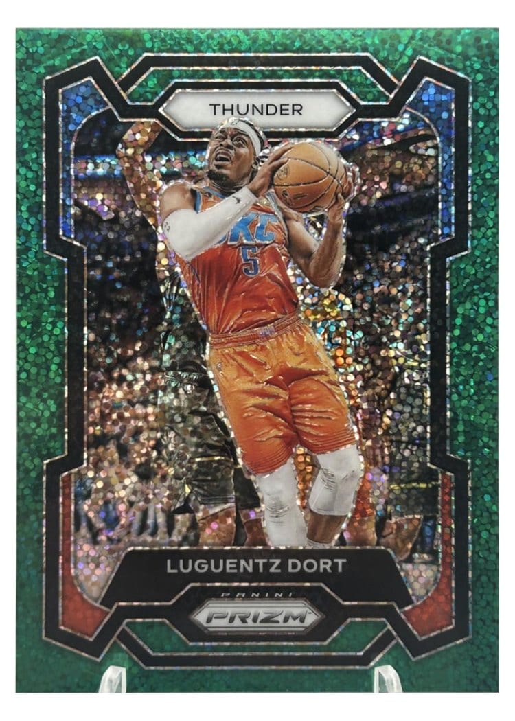 2023-24 Panini Prizm Base Set Luguentz Dort Green Sparkle #254 card