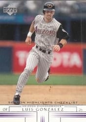 2002 Upper Deck Base Set Luis Gonzalez #500 card