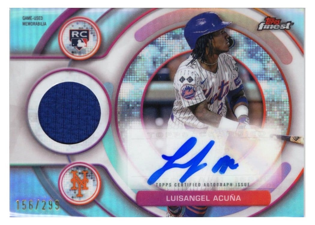 2025 Finest Rookie Autograph Relics Luisangel Acuña #RAJR-LA card