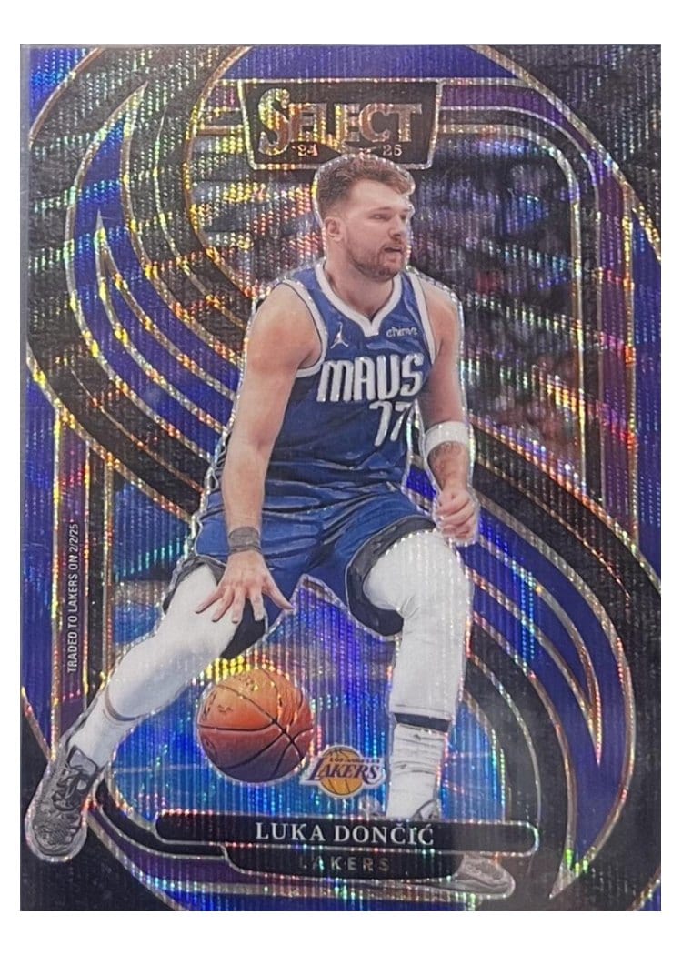 2024-25 Panini Select Base Set Luka Doncic Blue Wave Prizm #141 card