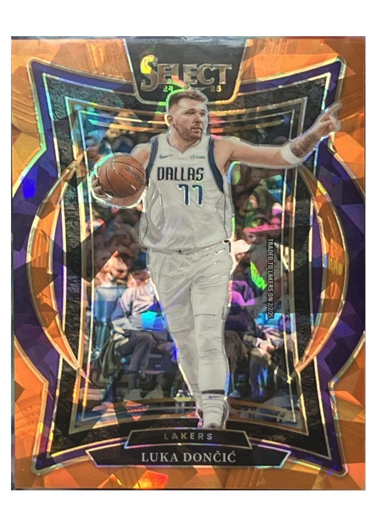 2024-25 Panini Select Base Set Luka Doncic Orange Cracked Ice Prizm #56 card