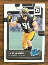 2023 Panini Chronicles Draft Picks Donruss Optic Rated Rookie Lukas Van Ness #9 card