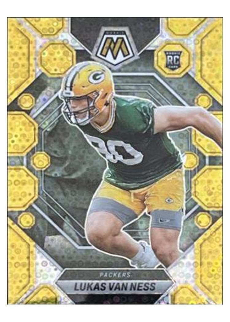 2023 Panini Mosaic Base Set Lukas Van Ness No Huddle Gold #342 card