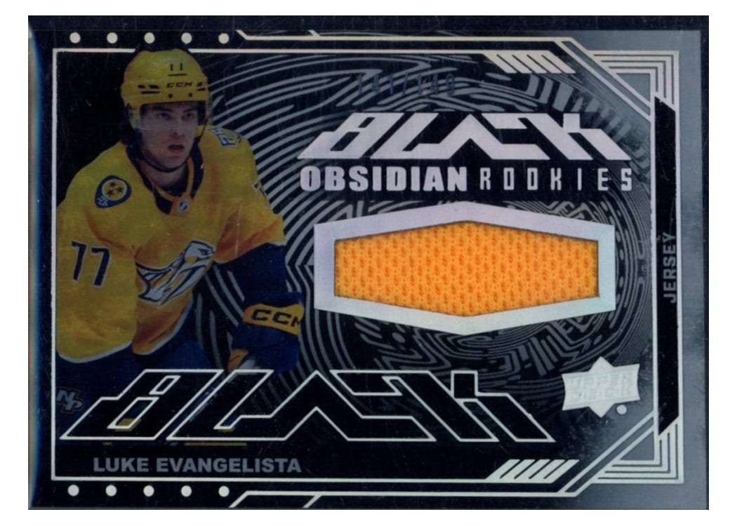 2023-24 SPx UD Black Obsidian Rookie Jerseys Luke Evangelista #ORJ-LE card