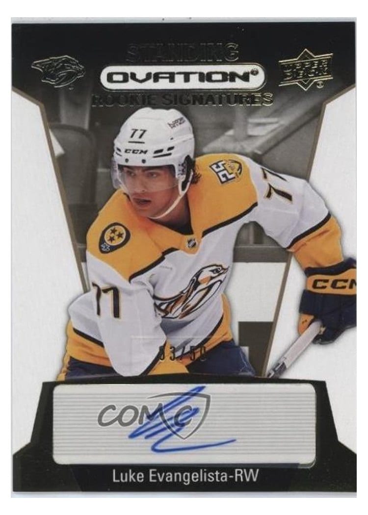2023-24 Upper Deck Ovation Standing Ovation Rookie Signatures Luke Evangelista #SORS-LE card