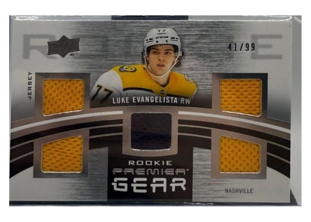 2023-24 Upper Deck Premier Premier Gear Rookies Jersey Luke Evangelista #PGR-LE card