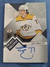 2023-24 Upper Deck Premier Premier Precipice Rookies Autograph Luke Evangelista #PPR-LE card