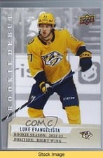 2023-24 Upper Deck Rookie Debut Base Set Luke Evangelista #14 card