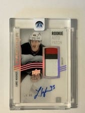 2023-24 Upper Deck Premier Acetate Rookie Autograph Patch Luke Hughes #AR-LH card
