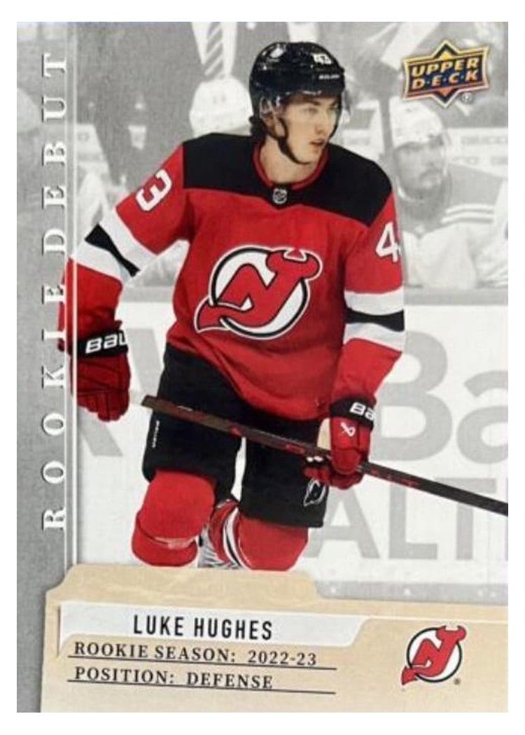 2023-24 Upper Deck Rookie Debut Base Set Luke Hughes #18 card