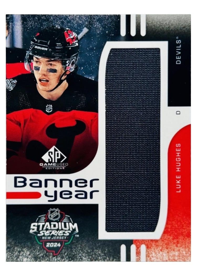 2024-25 SP Game Used 2024 Stadium Series Banner Year Relics Luke Hughes #BYSS-LH card