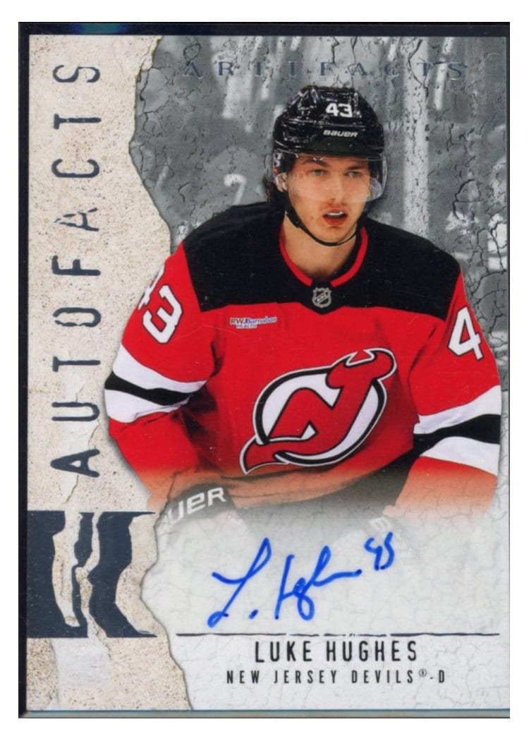 2025-26 Upper Deck Artifacts Autofacts Luke Hughes #AF-LH card