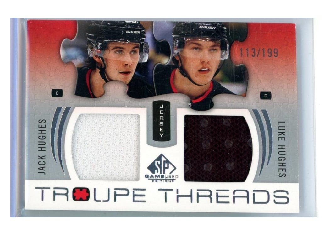 2025-26 SP Game Used Troupe Threads Luke Hughes/Jack Hughes #TT-HH card