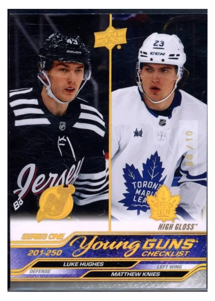 2023 Upper Deck Luke Hughes, Matthew Knies #250 card
