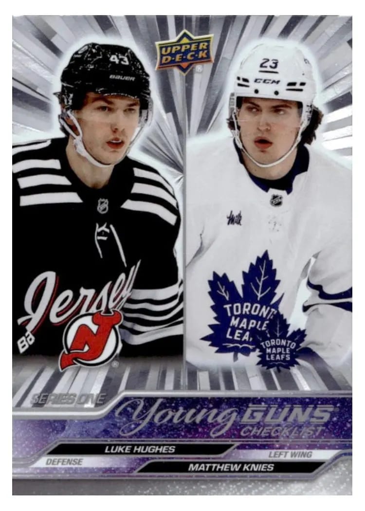 2023 Upper Deck Luke Hughes, Matthew Knies #250 card
