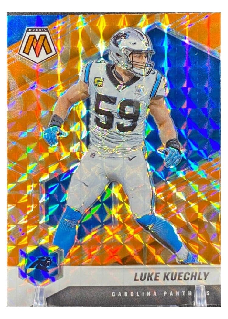 2021 Panini Mosaic Base Set Luke Kuechly Orange Fluorescent #35 card