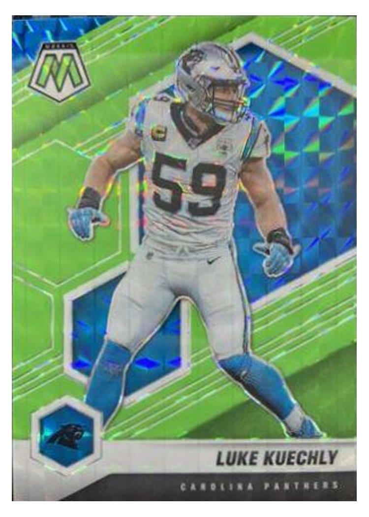 2021 Panini Mosaic Base Set Luke Kuechly Green Fluorescent #35 card