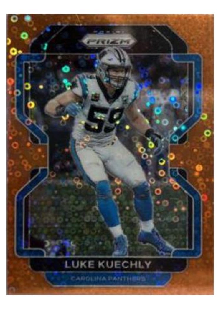 2021 Panini Prizm Base Set Luke Kuechly Orange Disco Prizm #320 card