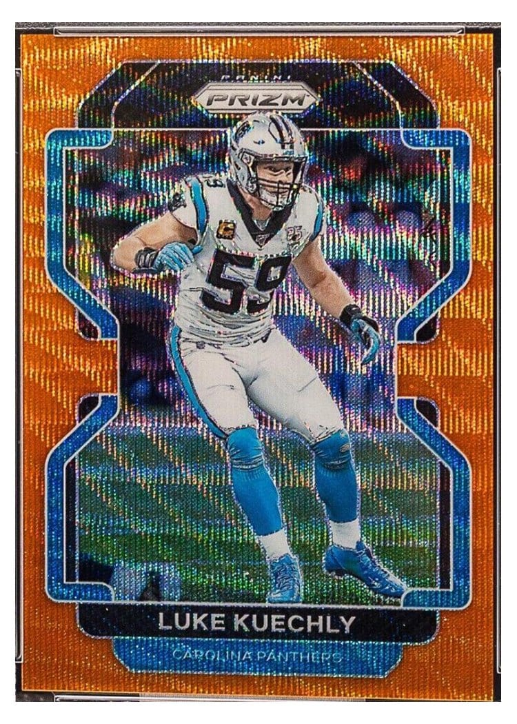 2021 Panini Prizm Base Set Luke Kuechly Orange Wave Prizm #320 card