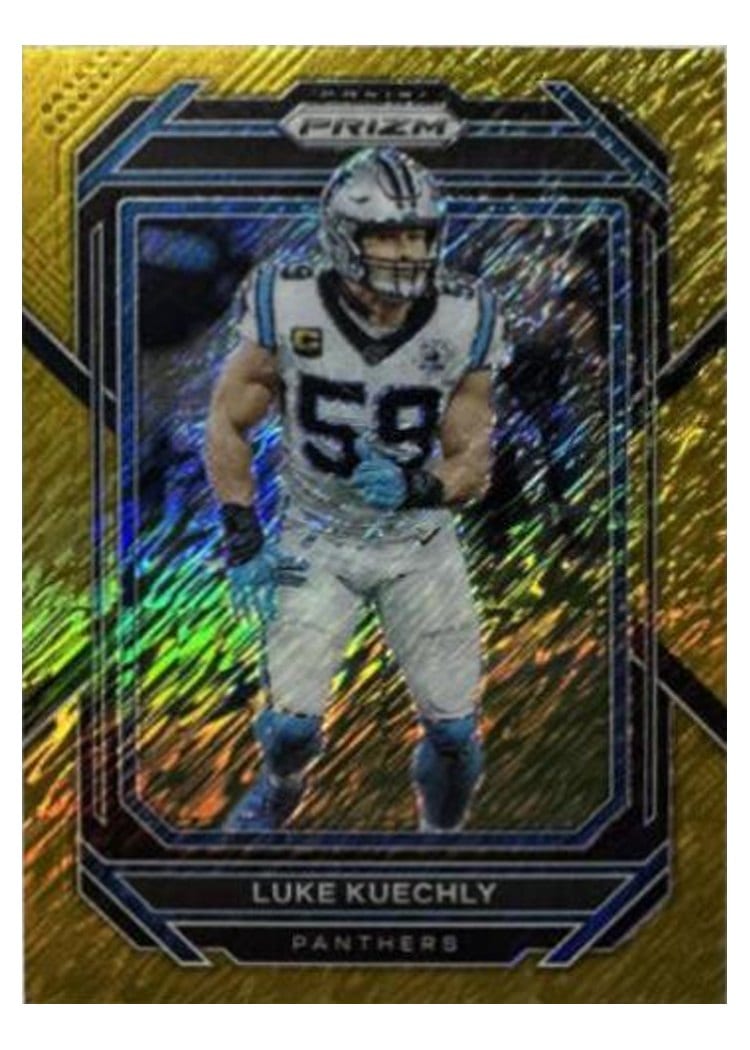 2022 Panini Prizm Base Set Luke Kuechly Gold Shimmer #46 card