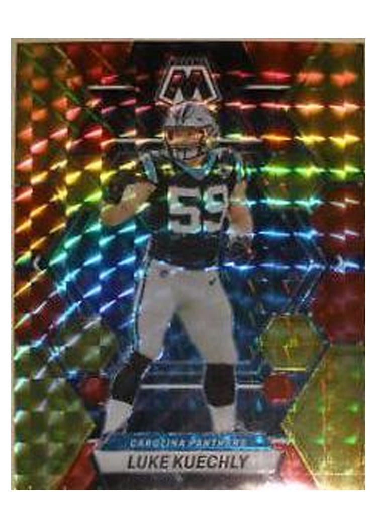 2023 Panini Mosaic Base Set Luke Kuechly Choice Fusion Red Yellow #30 card