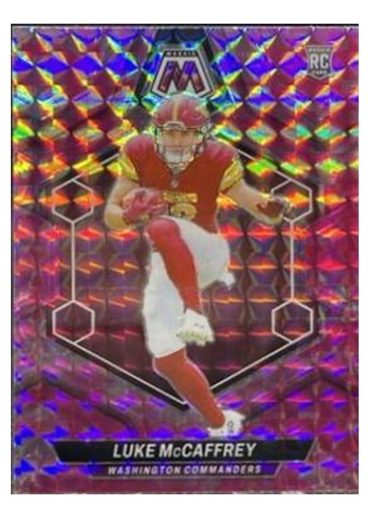 2024 Panini Mosaic Base Set Luke McCaffrey Camo Pink #376 card