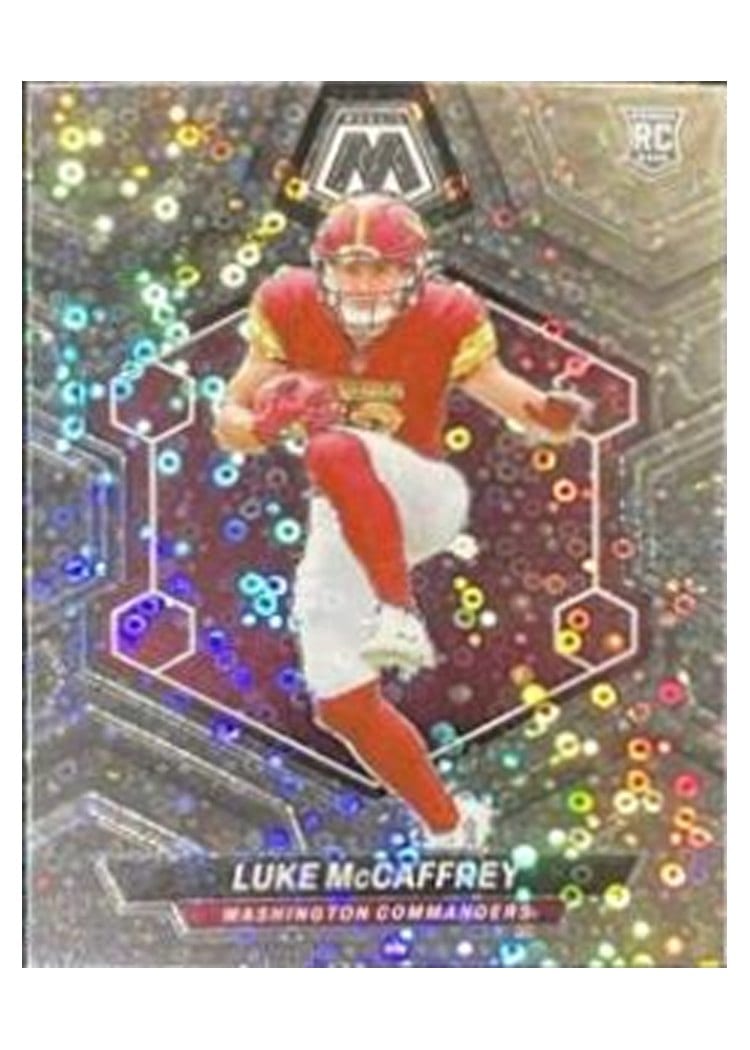 2024 Panini Mosaic Base Set Luke McCaffrey No Huddle Silver #376 card