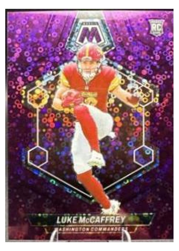 2024 Panini Mosaic Base Set Luke McCaffrey No Huddle Purple #376 card