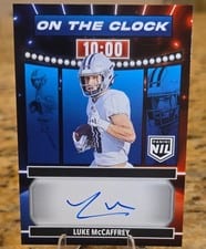 2024 Panini Prestige On the Clock Signatures Luke McCaffrey #OTC-LMY card