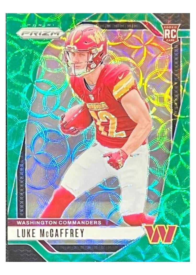 2024 Panini Prizm Base Set Luke McCaffrey Green Scope #367 card