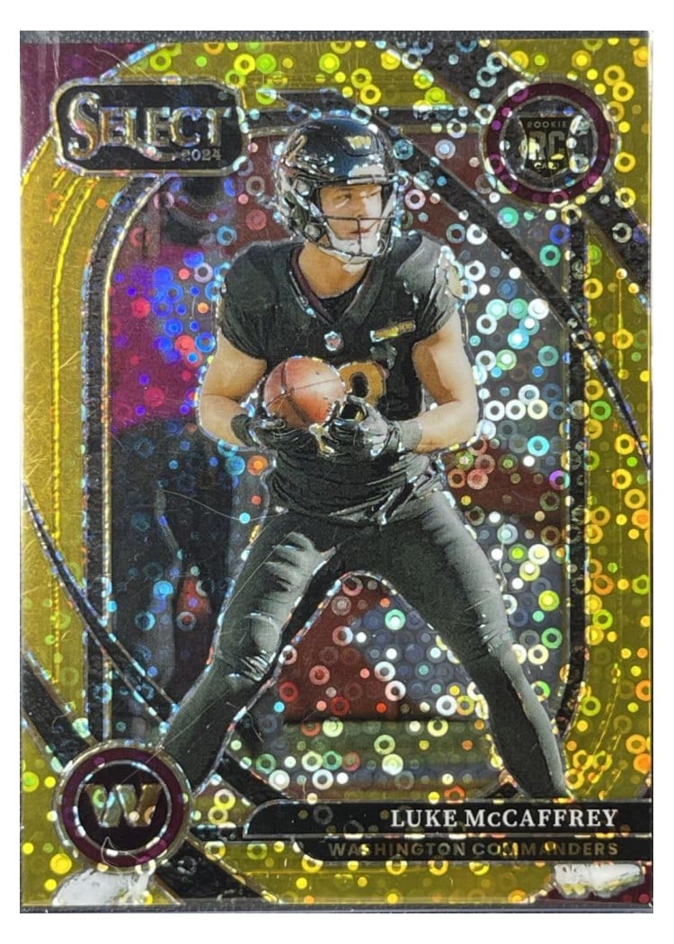 2024 Panini Select Base Set Luke McCaffrey Gold Disco Prizm #279 card